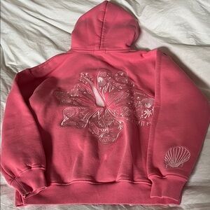 Pink Palm Puff Hoodie Sweatshirt Palm Tree Shell Logo hibiscus sonic Pink barbie